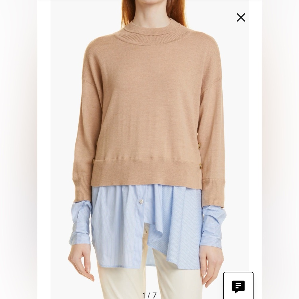 Veronica Beard Tan Beri mixed media pullover size L